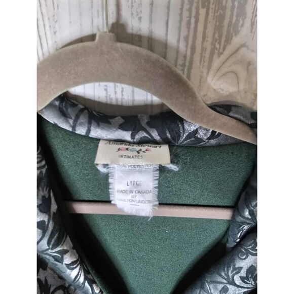 Amanda Stewart Vintage Velvet Robe - Dark Green Satin Collar - L - Picture 5 of 9